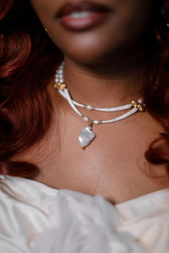 Close-up of a pearl necklace